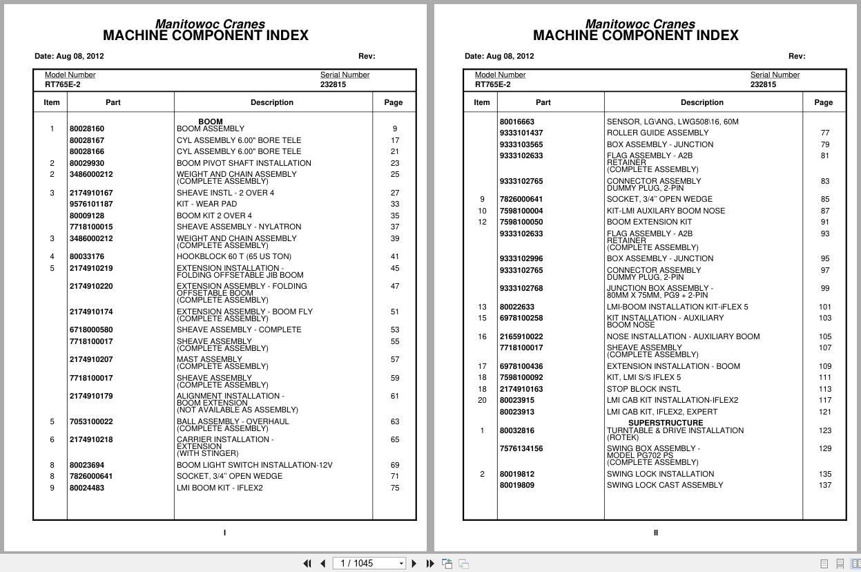 Grove Crane RT765E 2 232815 Parts Manual 2012 (1)