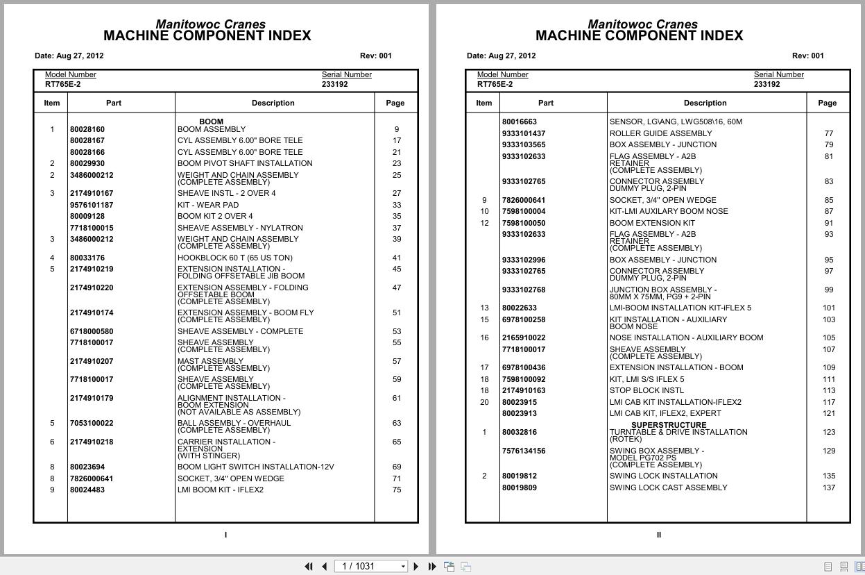 Grove Crane RT765E 2 233192 Parts Manual 2012 (1)