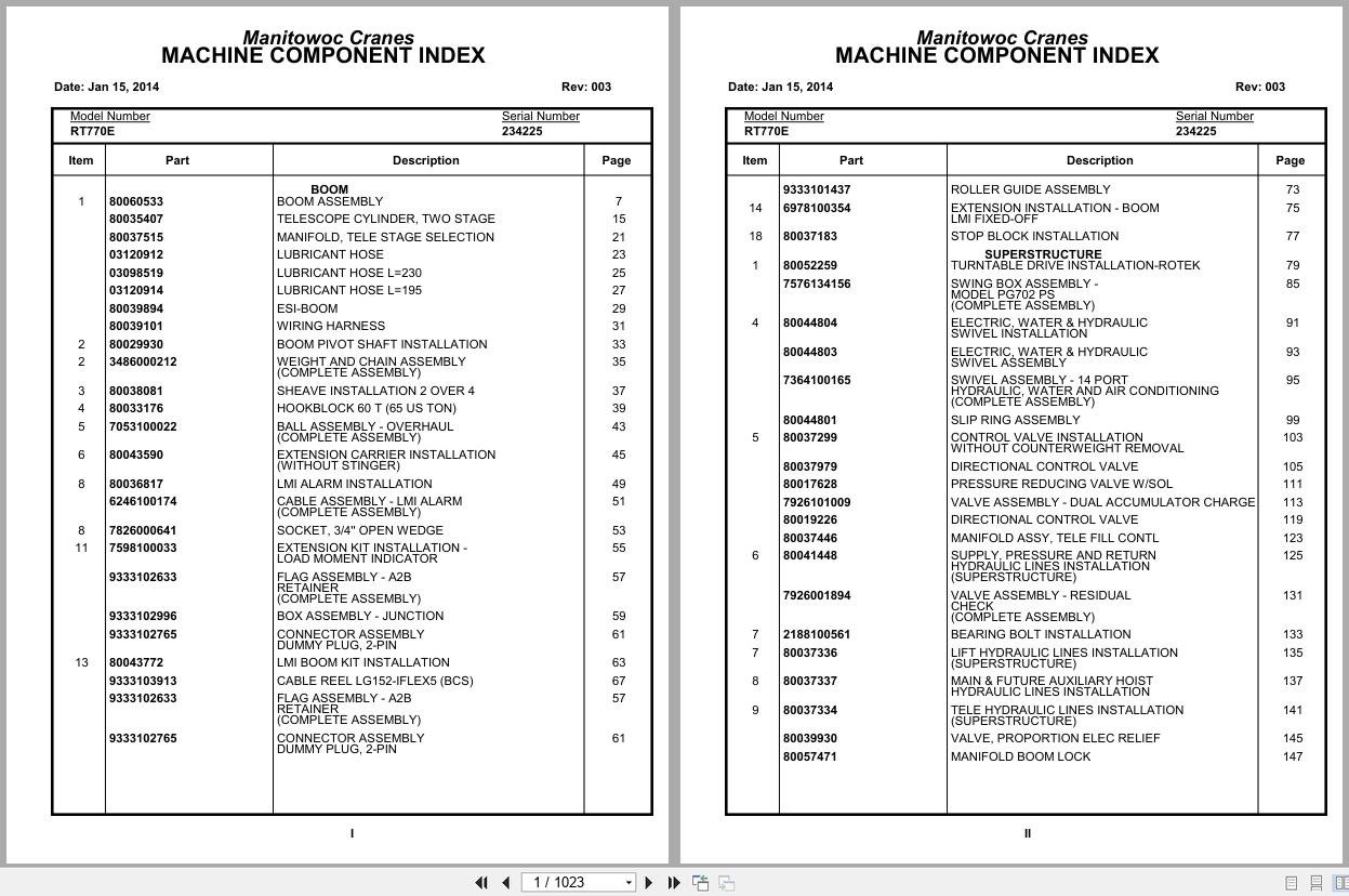 Grove Crane RT770E 234225 Parts Manual 2014 (1)