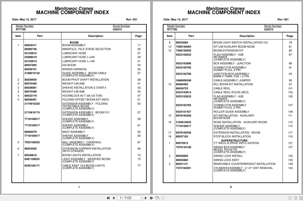 Grove Crane RT770E 235572 Parts Manual 2017 (1)