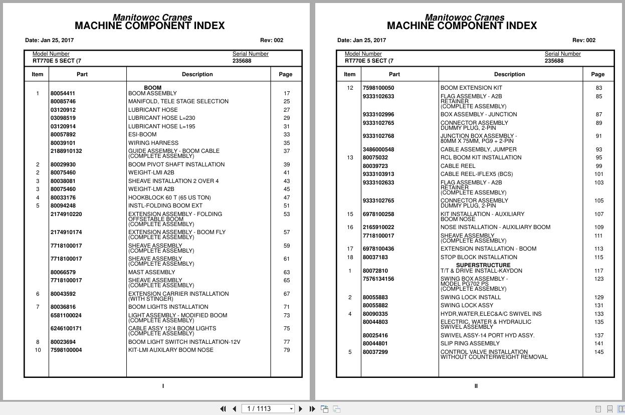 Grove Crane RT770E 5 SECT 235688 Parts Manual 2017 (1)