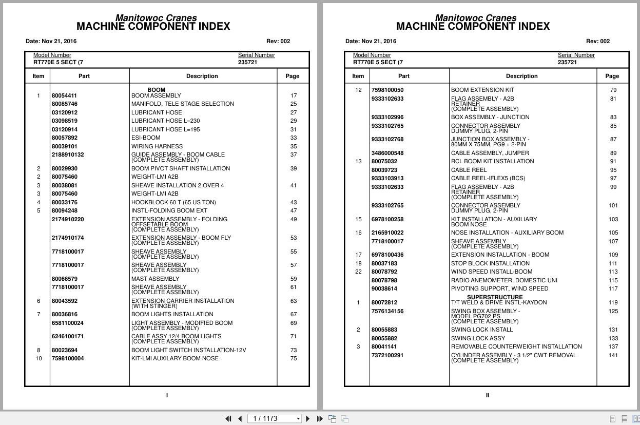 Grove Crane RT770E 5 SECT 235721 Parts Manual 2016 (1)
