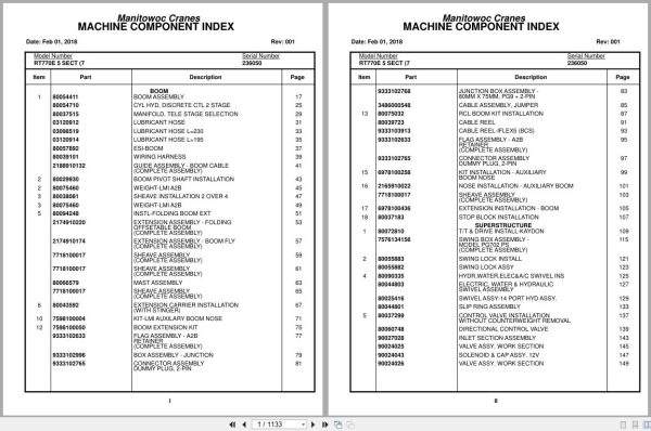 Grove Crane RT770E 5 SECT 236050 Parts Manual 2018 (1)
