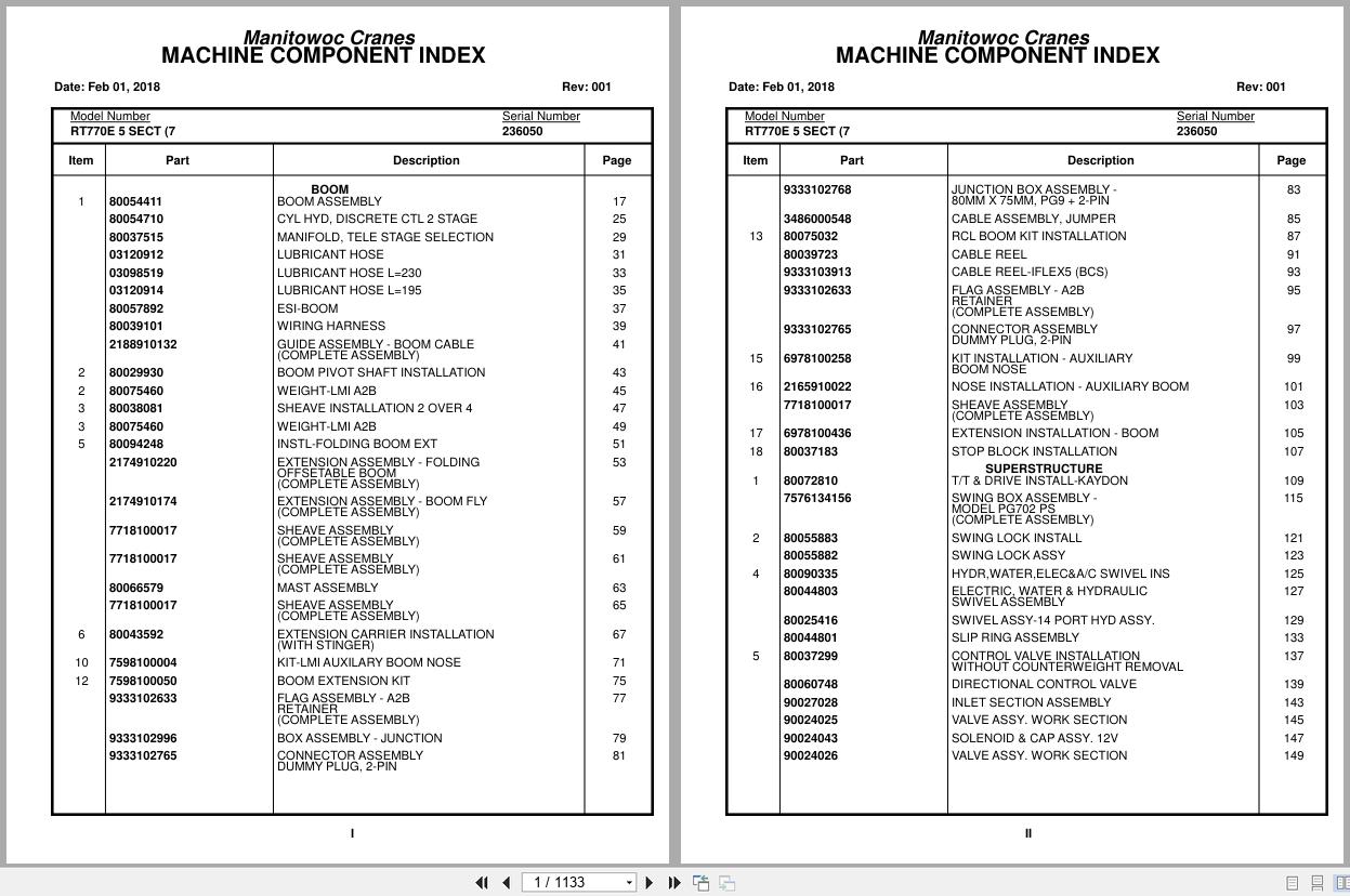 Grove Crane RT770E 5 SECT 236050 Parts Manual 2018 (1)