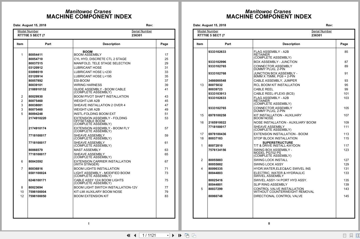 Grove Crane RT770E 5 SECT 236301 Parts Manual 2018 (1)