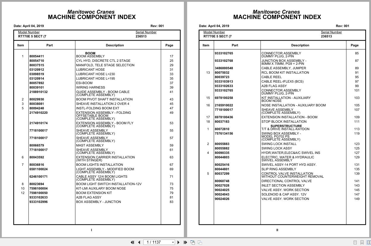 Grove Crane RT770E 5 SECT 236513 Parts Manual 2019 (1)