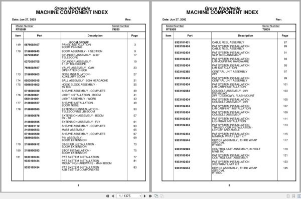 Grove Crane RT855B 79835 Parts Manual 2003 (1)