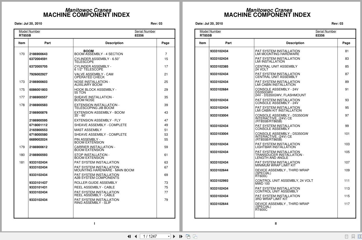 Grove Crane RT855B 83356 Parts Manual 2010 (1)