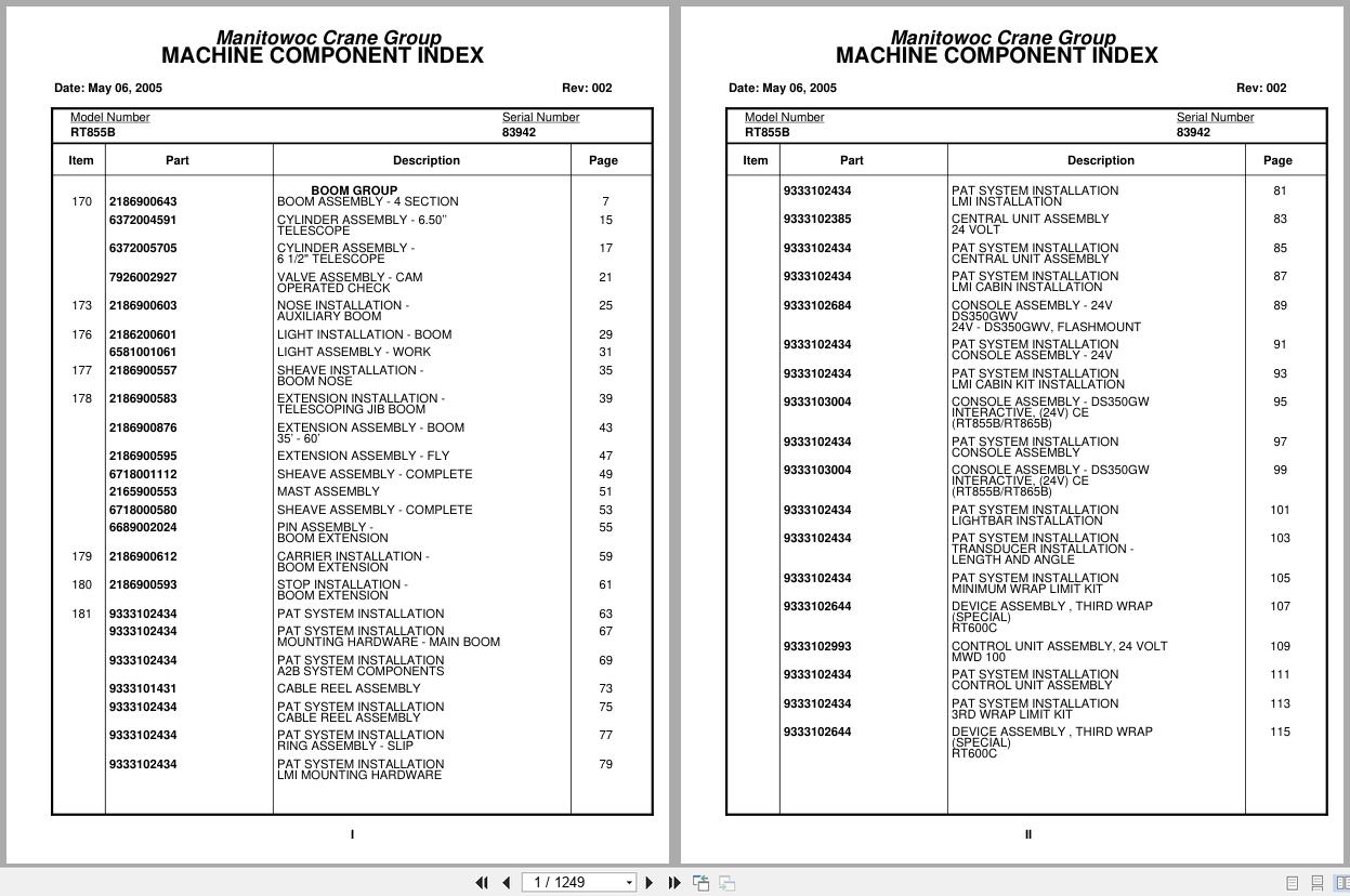 Grove Crane RT855B 83942 Parts Manual 2005 (1)
