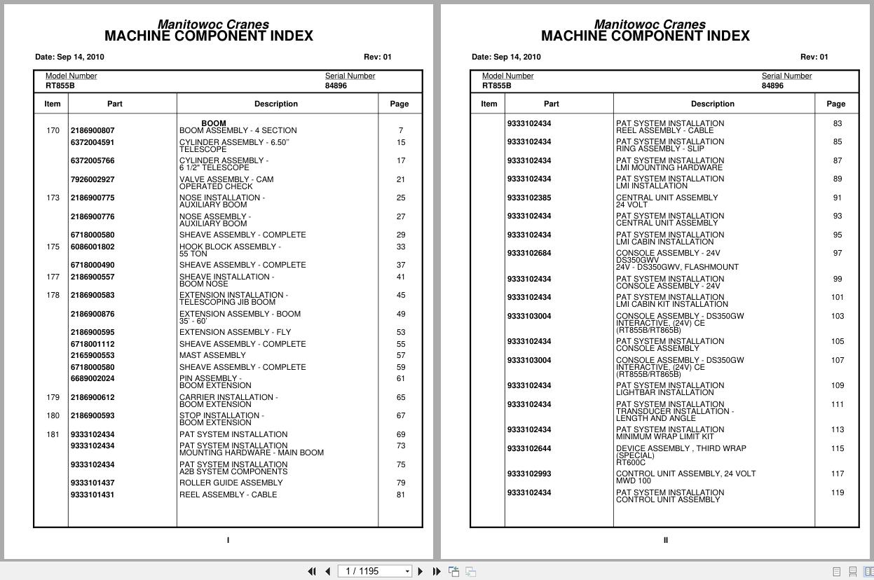 Grove Crane RT855B 84896 Parts Manual 2010 (1)