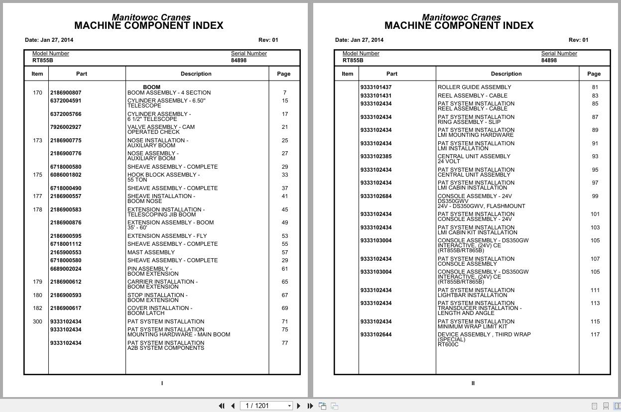 Grove Crane RT855B 84898 Parts Manual 2014 (1)