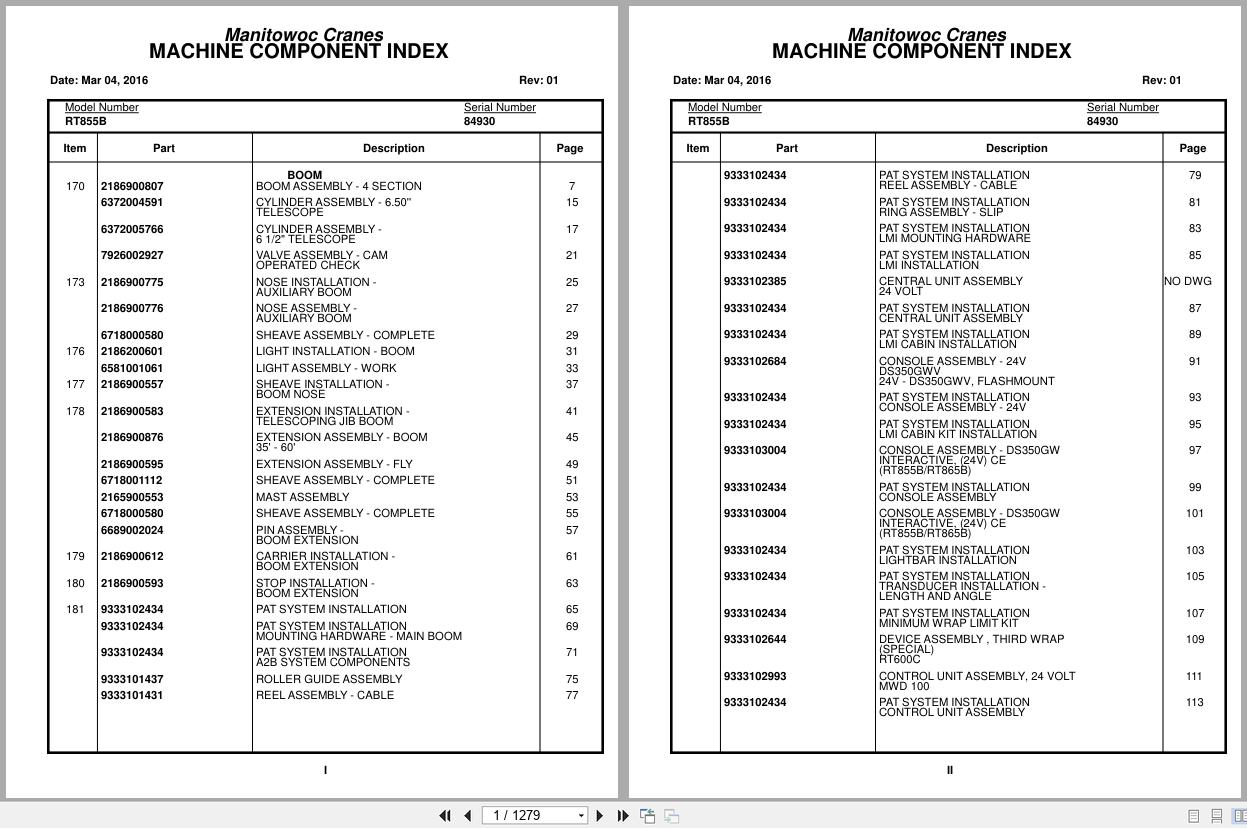 Grove Crane RT855B 84930 Parts Manual 2016 (1)