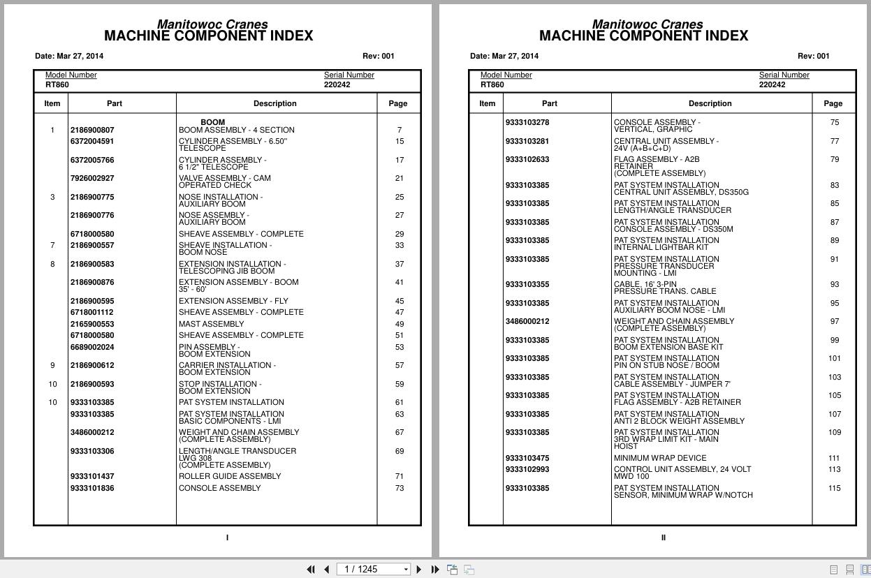 Grove Crane RT860 220242 Parts Manual 2014 (1)