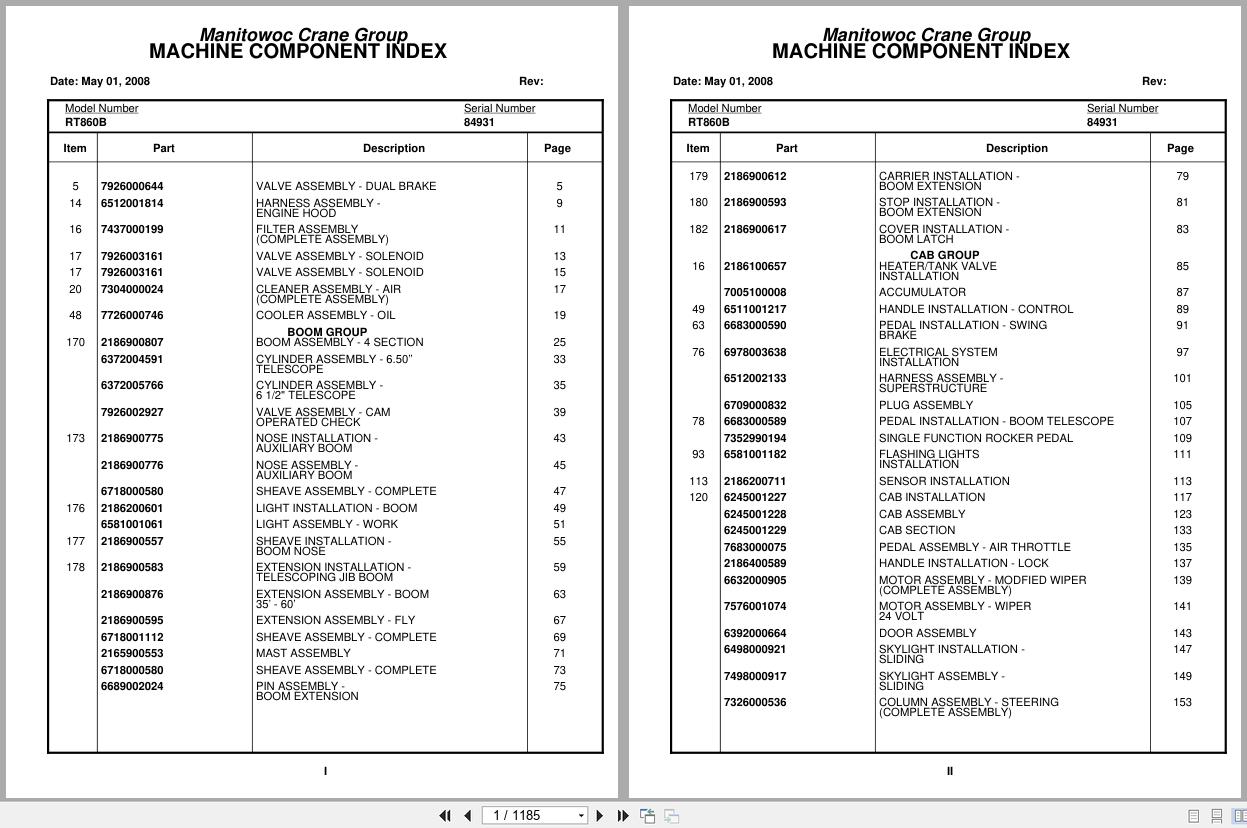 Grove Crane RT860B 84931 Parts Manual 2008 (1)