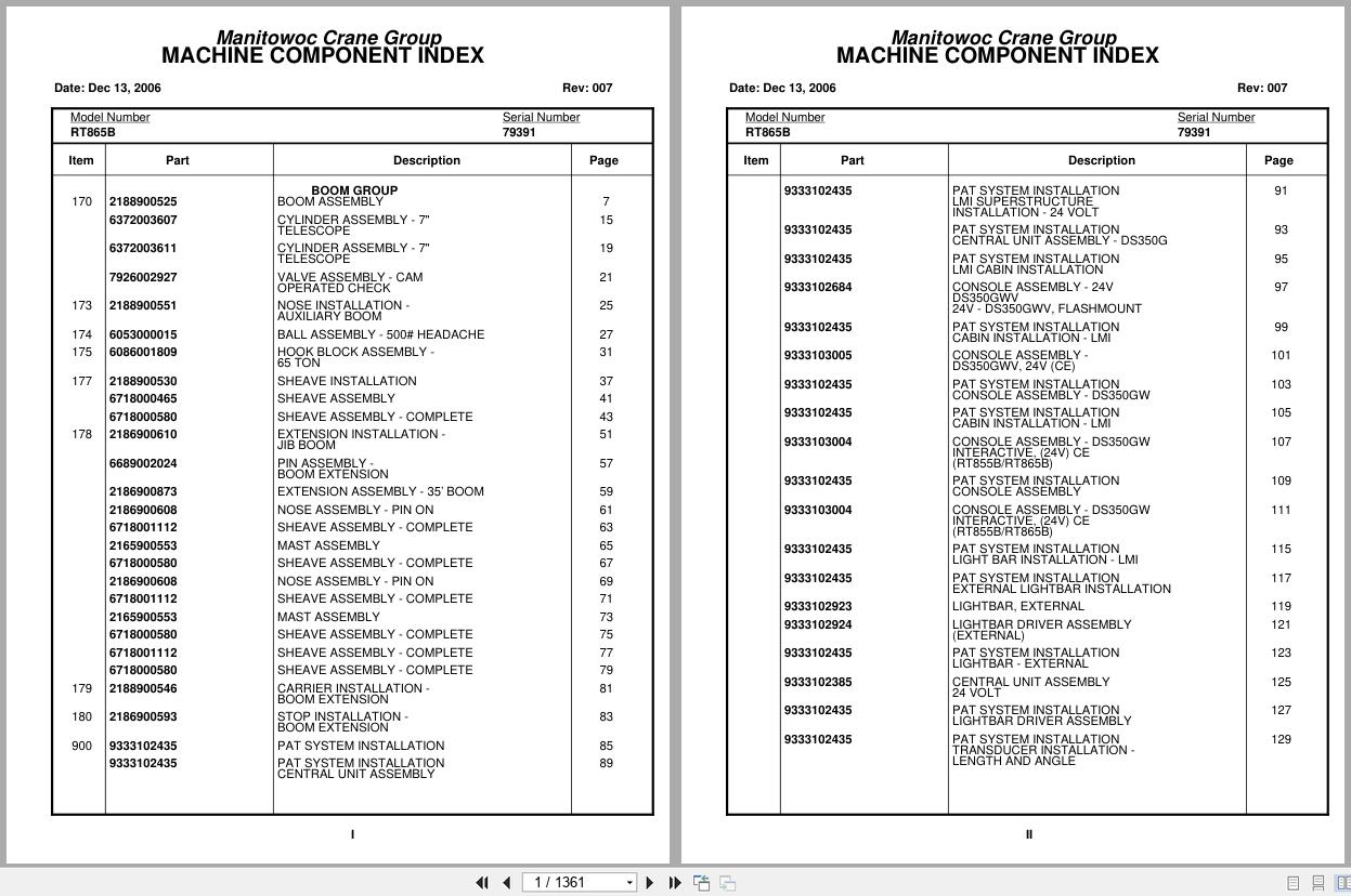 Grove Crane RT865B 79391 Parts Manual 2006 (1)