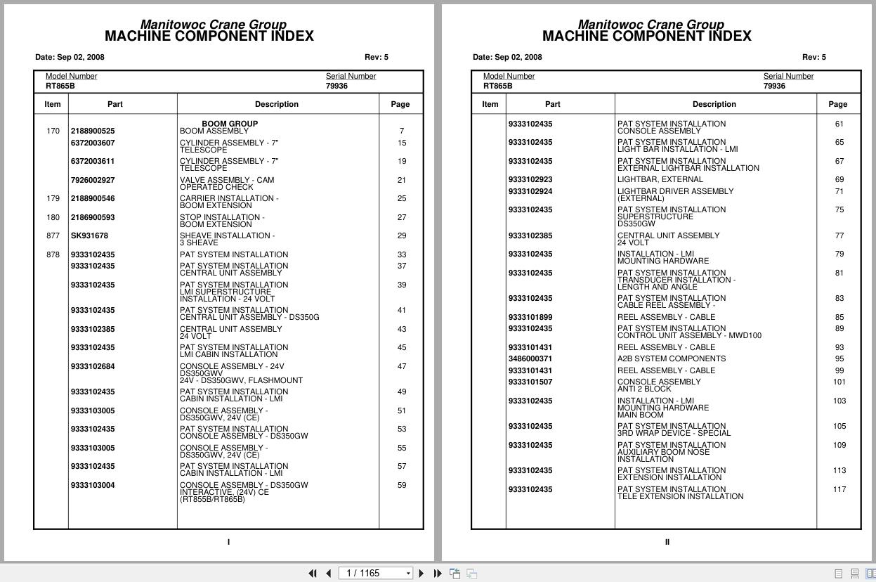 Grove Crane RT865B 79936 Parts Manual 2008 (1)
