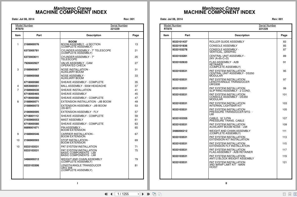 Grove Crane RT870 221229 Parts Manual 2014 (1)