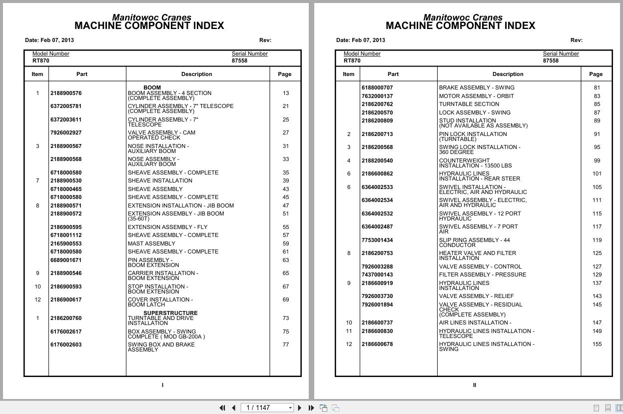 Grove Crane RT870 87558 Parts Manual 2013 (1)
