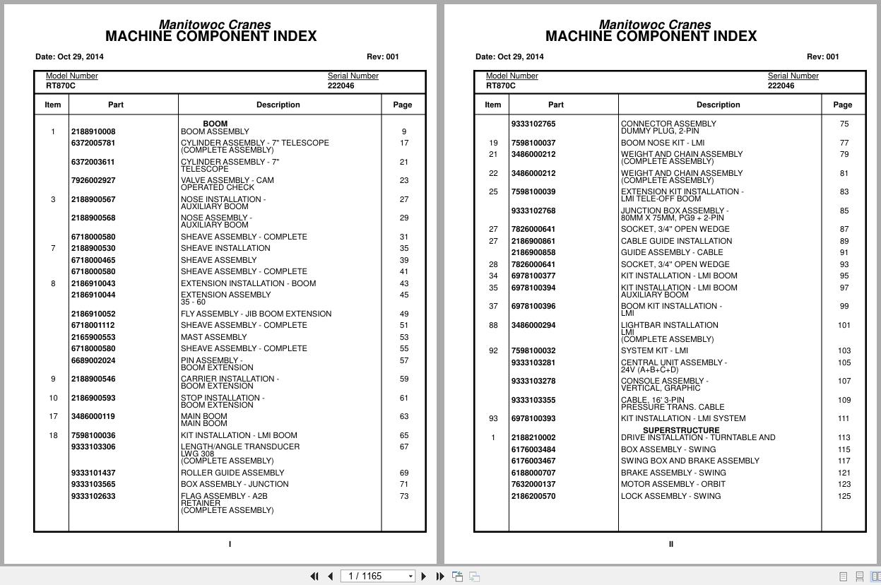 Grove Crane RT870C 222046 Parts Manual 2014 (1)