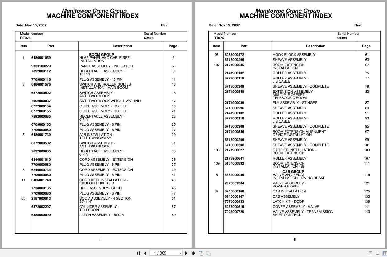Grove Crane RT875 69494 Parts Manual 2007 (1)