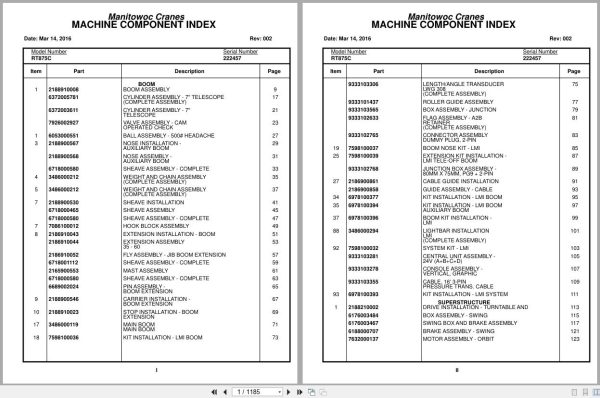 Grove Crane RT875C 222457 Parts Manual 2016 (1)