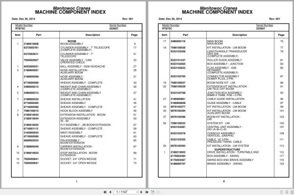 Grove Crane RT875C 222607 Parts Manual 2014 (1)