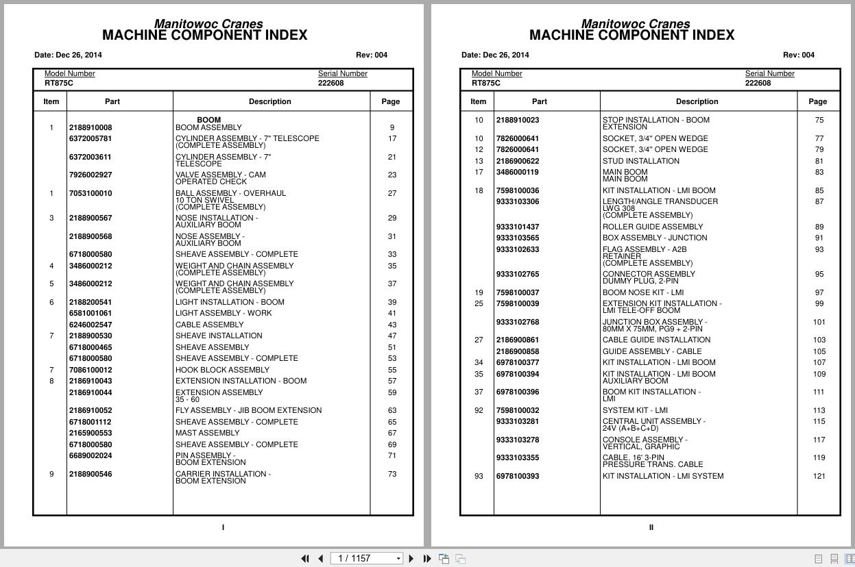 Grove Crane RT875C 222608 Parts Manual 2014 (1)