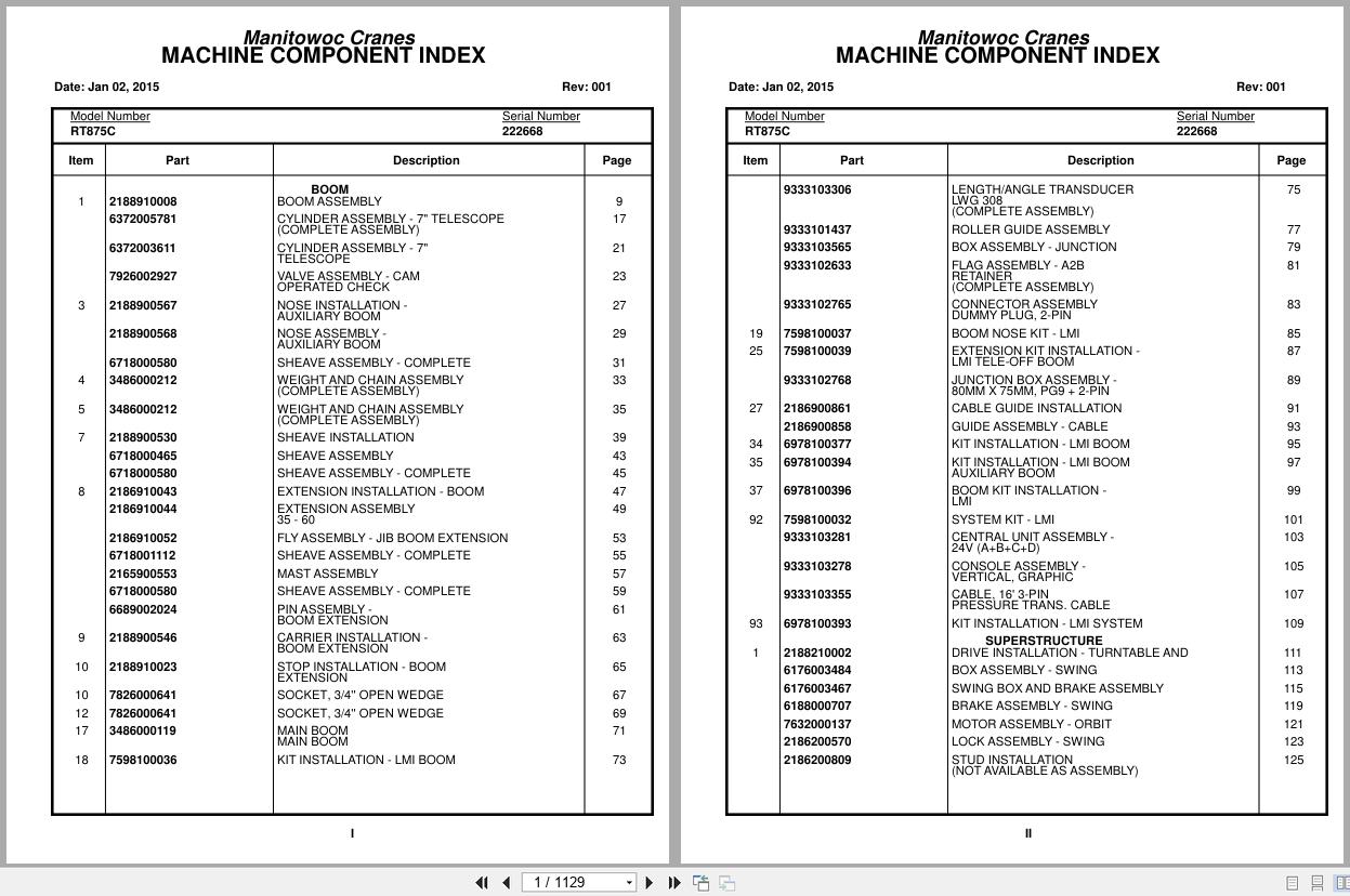 Grove Crane RT875C 222668 Parts Manual 2015 (1)