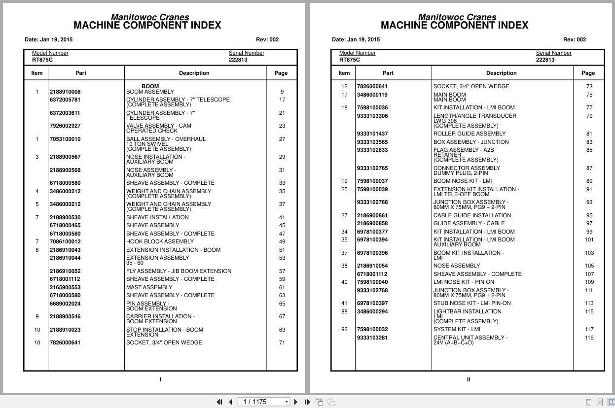 Grove Crane RT875C 222813 Parts Manual 2015 (1)
