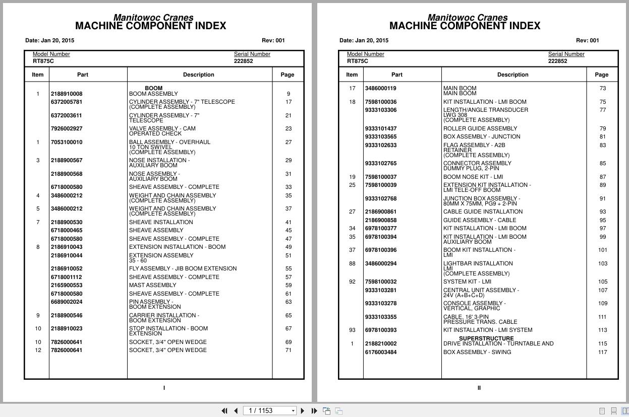 Grove Crane RT875C 222852 Parts Manual 2015 (1)