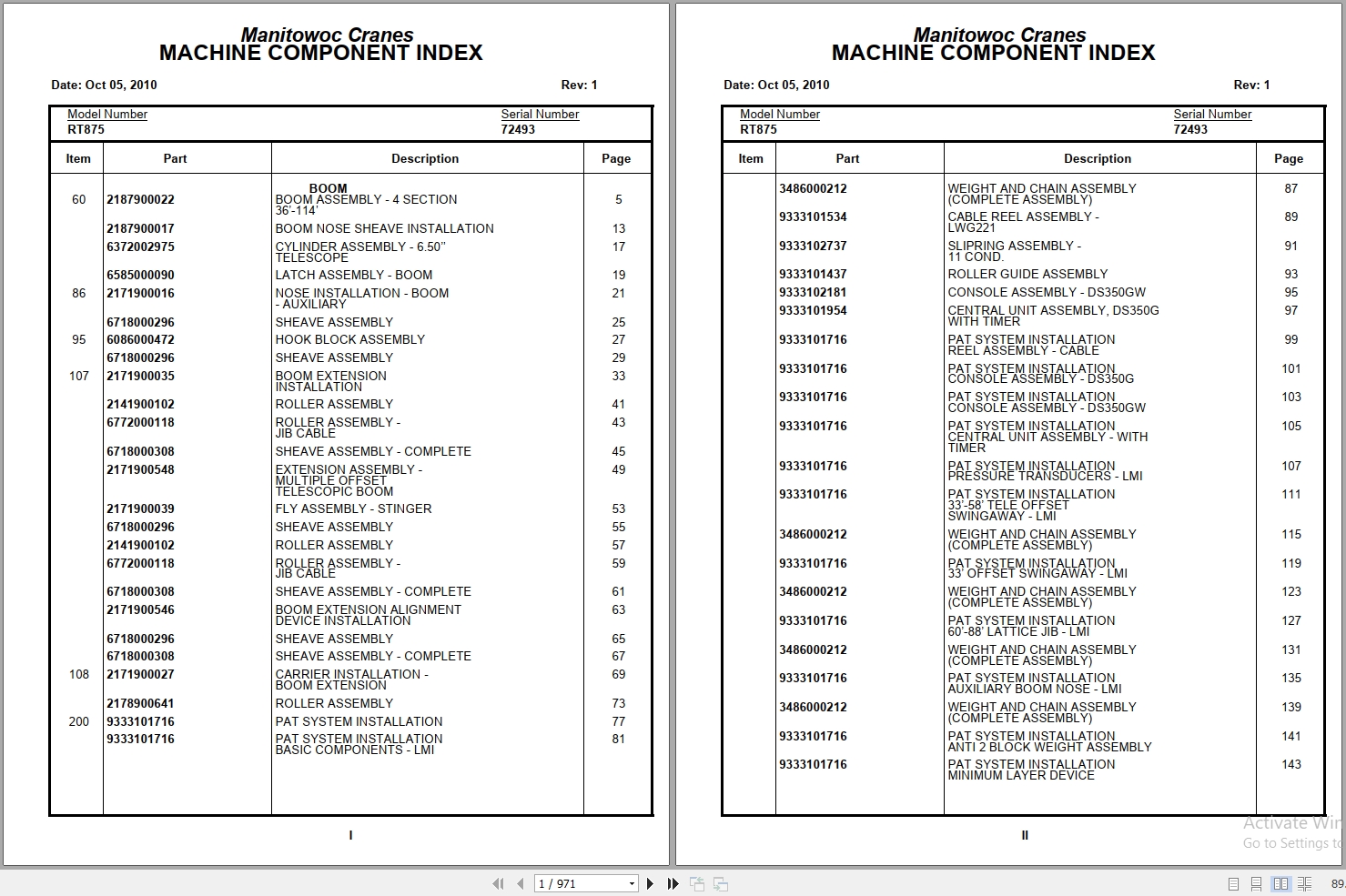 Grove Crane RT875C 223416 Parts Manual 2010 (1)