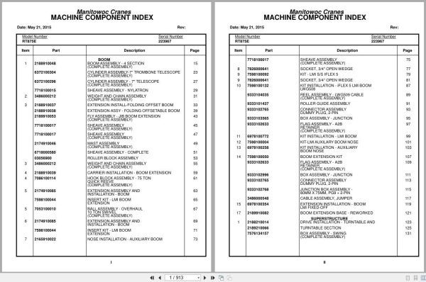 Grove Crane RT875E 223967 Parts Manual 2015 (1)