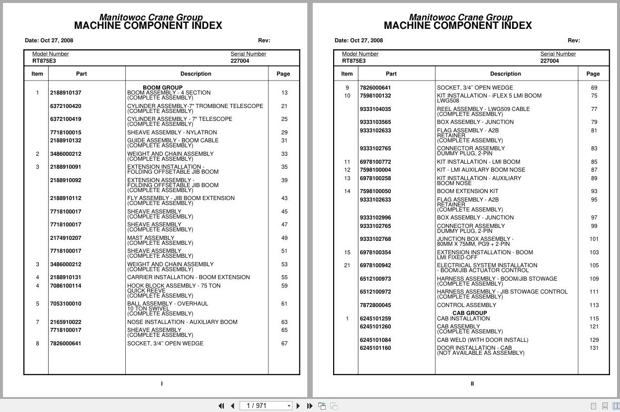 Grove Crane RT875E 227004 Parts Manual 2008 (1)