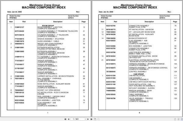 Grove Crane RT875E3 227613 Parts Manual 2009 (1)