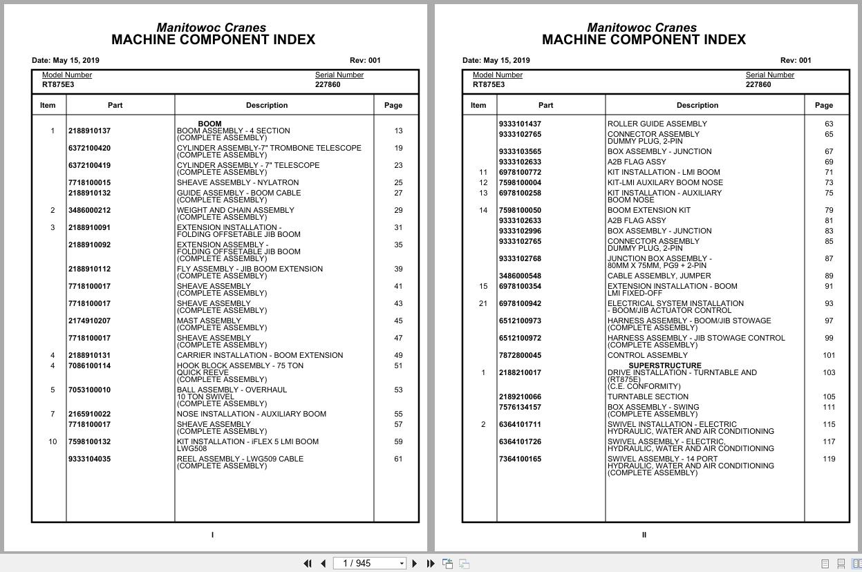 Grove Crane RT875E3 227860 Parts Manual 2019 (1)