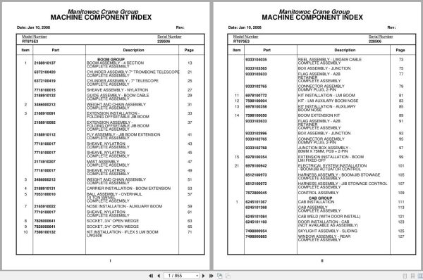 Grove Crane RT875E3 228506 Parts Manual 2008 (1)