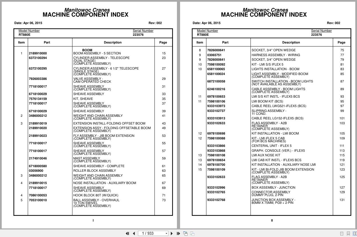 Grove Crane RT880E 223576 Parts Manual 2015 (1)