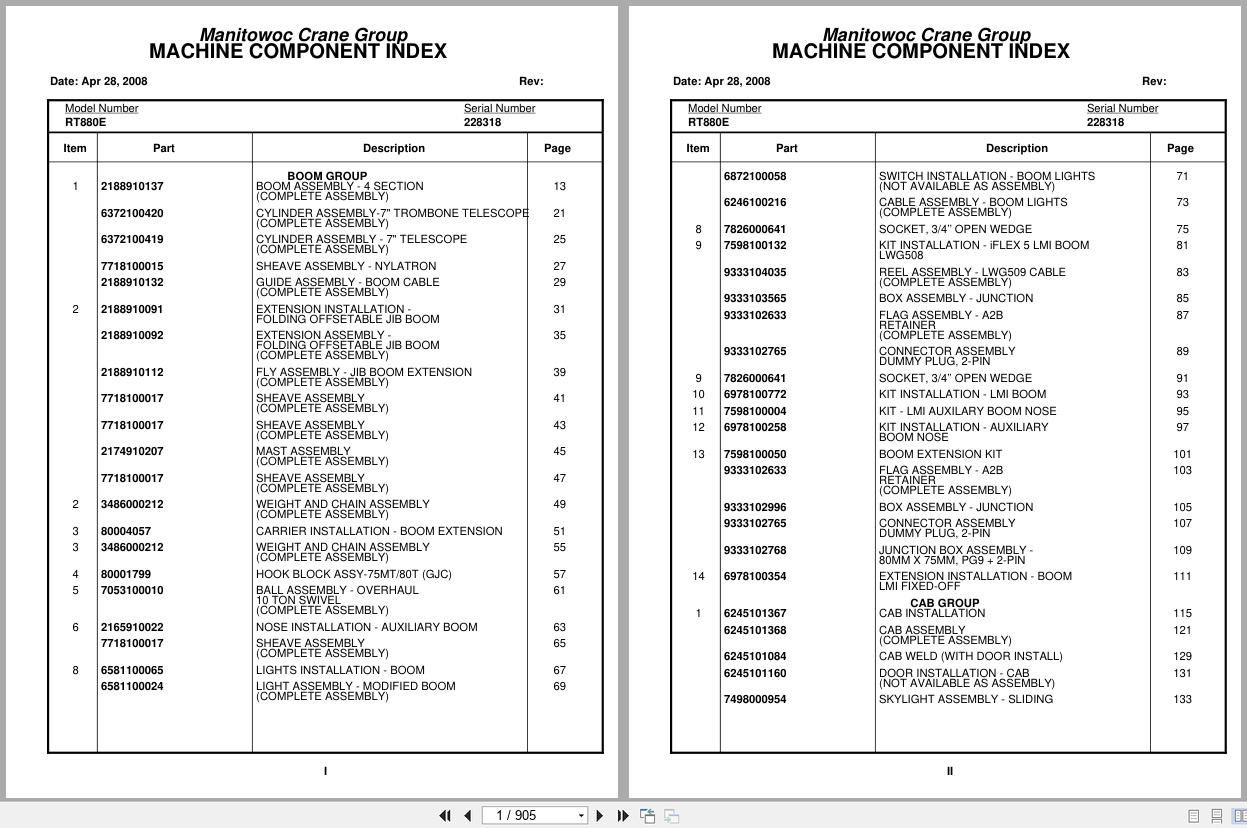 Grove Crane RT880E 228318 Parts Manual 2008 (1)