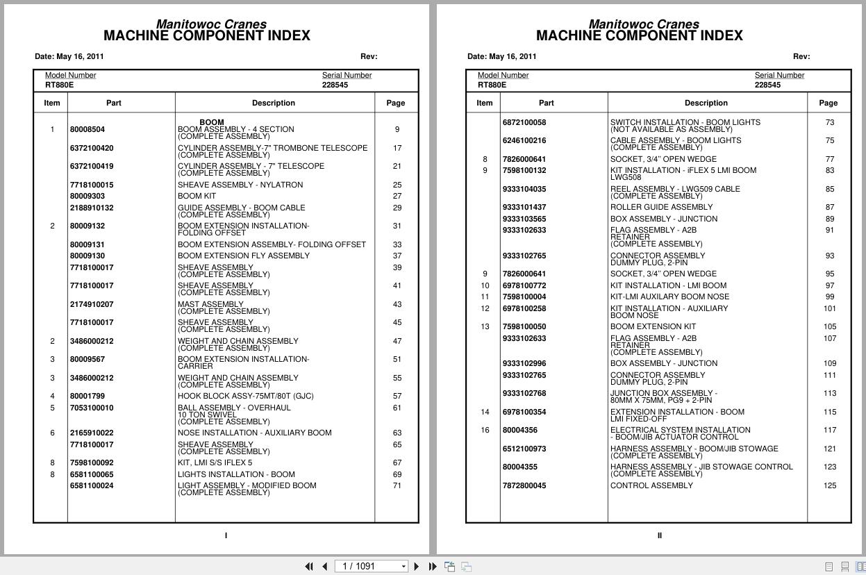 Grove Crane RT880E 228545 Parts Manual 2011 (1)