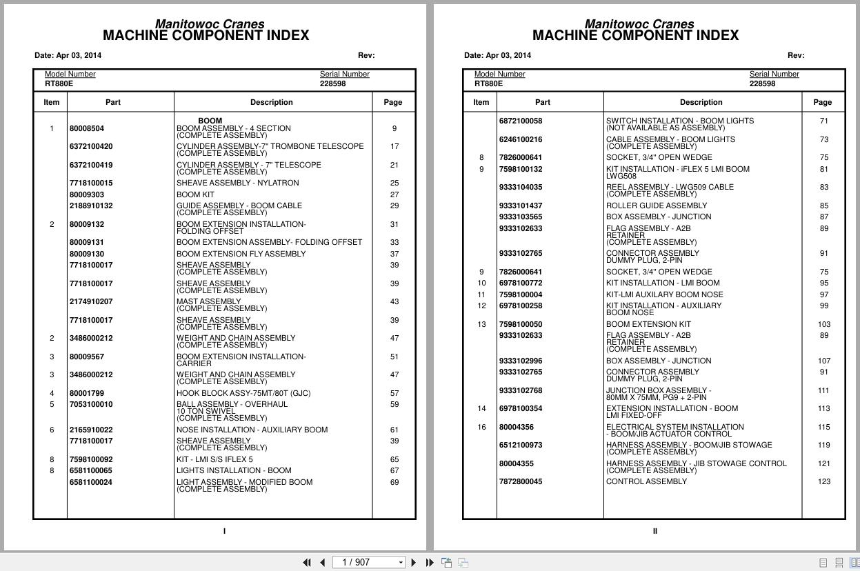 Grove Crane RT880E 228598 Parts Manual 2014 (1)