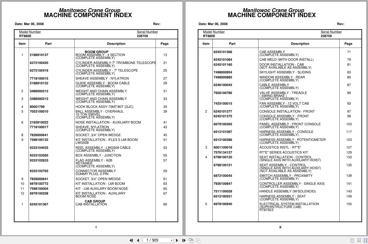 Grove Crane RT880E 228759 Parts Manual 2008 (1)