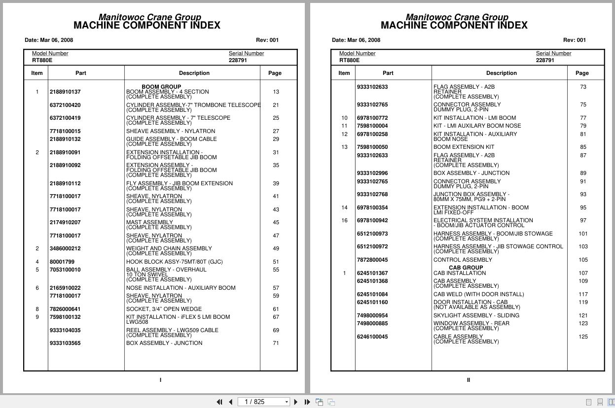 Grove Crane RT880E 228791 Parts Manual 2008 (1)