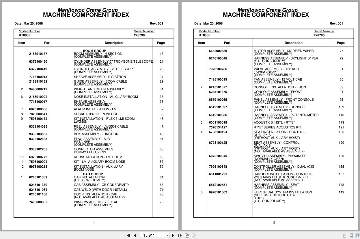Grove Crane RT880E 228796 Parts Manual 2008 (1)
