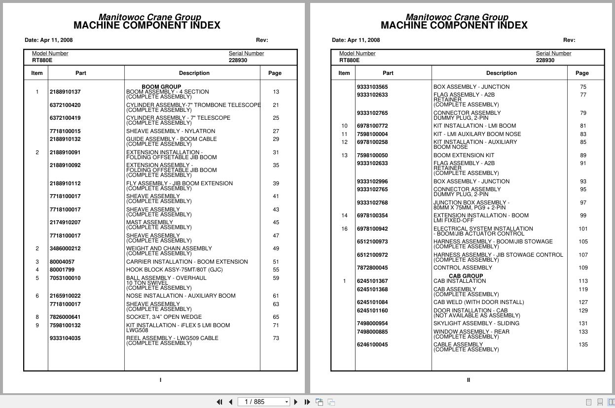 Grove Crane RT880E 228930 Parts Manual 2008 (1)