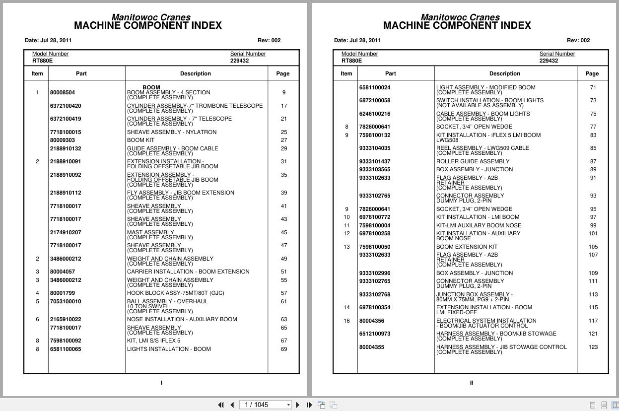 Grove Crane RT880E 229432 Parts Manual 2011 (1)