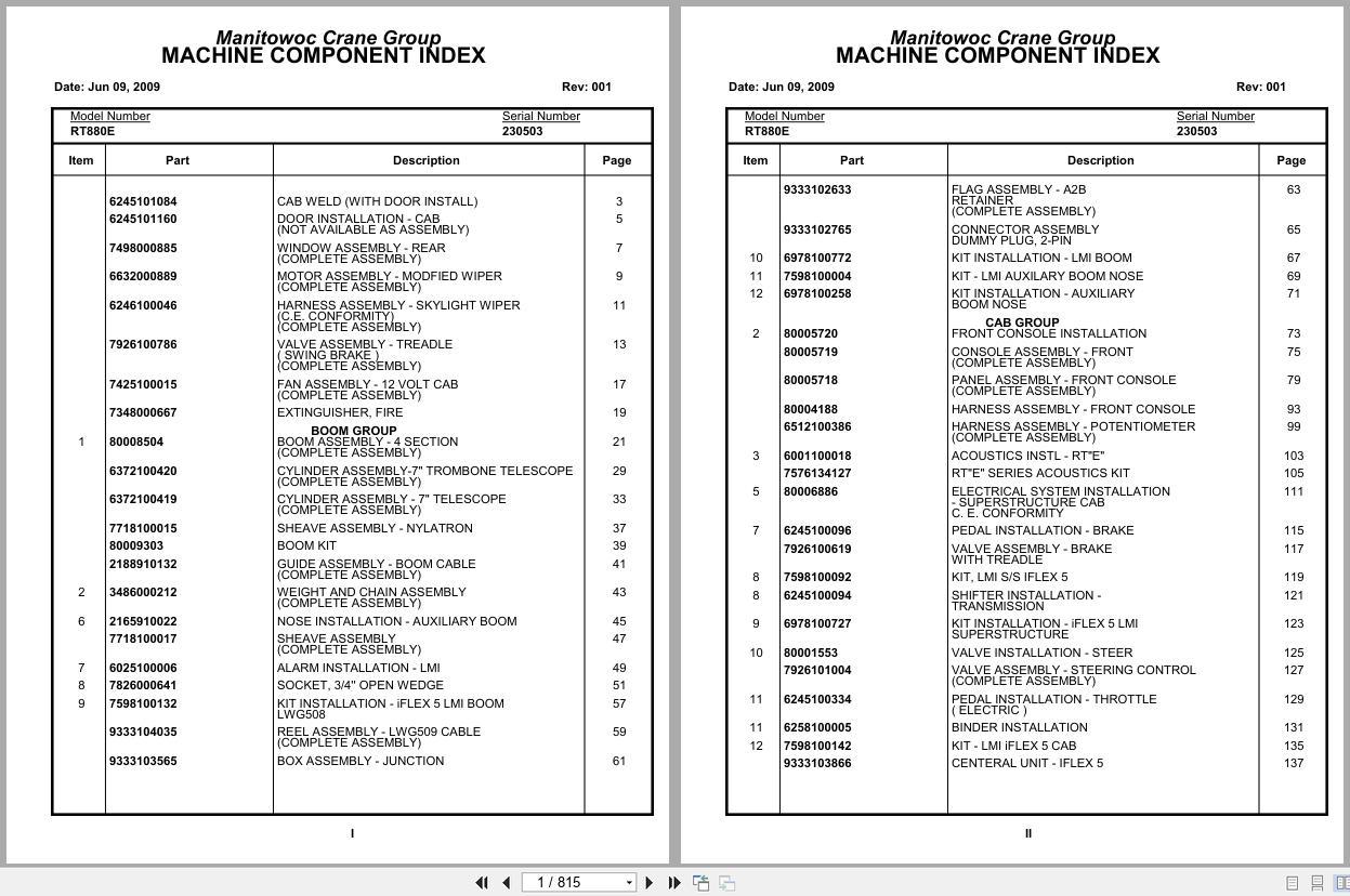 Grove Crane RT880E 230503 Parts Manual 2009 (1)