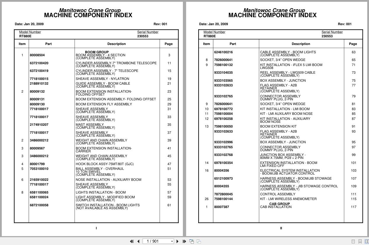 Grove Crane RT880E 230553 Parts Manual 2009 (1)