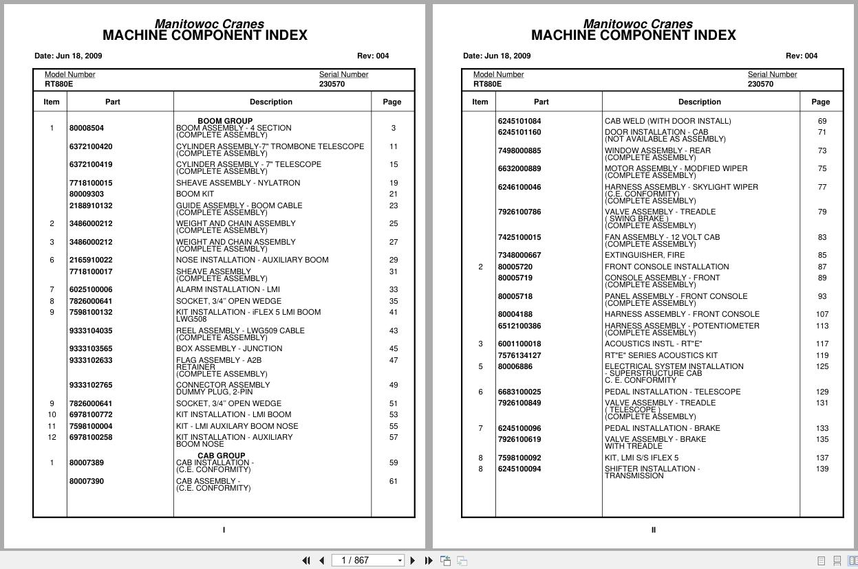 Grove Crane RT880E 230570 Parts Manual 2009 (1)