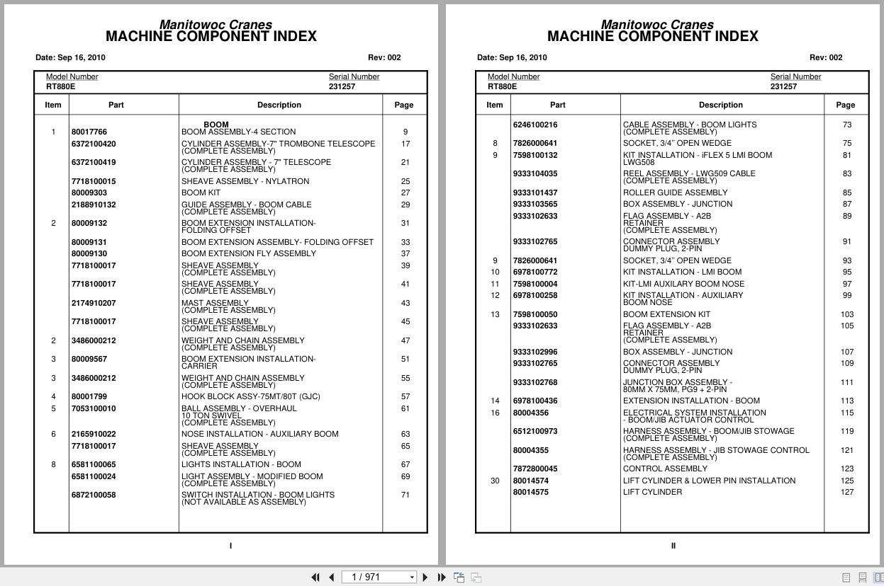 Grove Crane RT880E 231257 Parts Manual 2010 (1)
