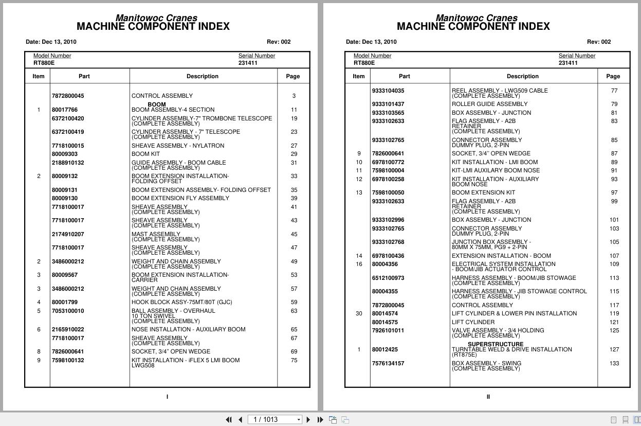 Grove Crane RT880E 231411 Parts Manual 2010 (1)